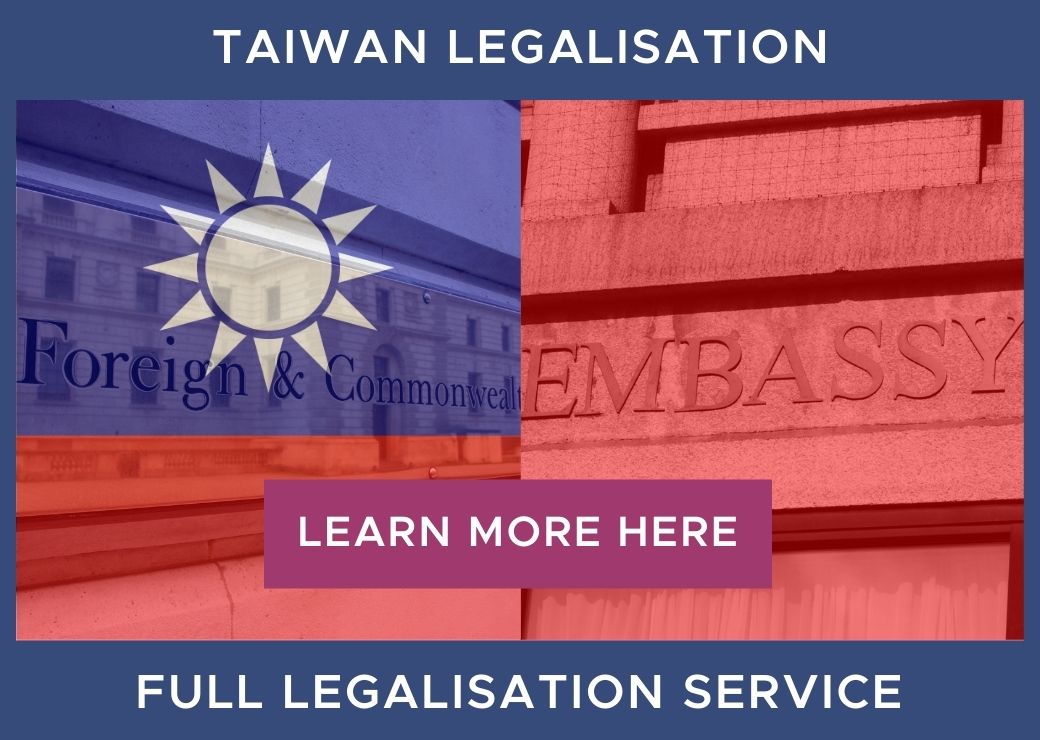 Full Taiwan Legalisation Service